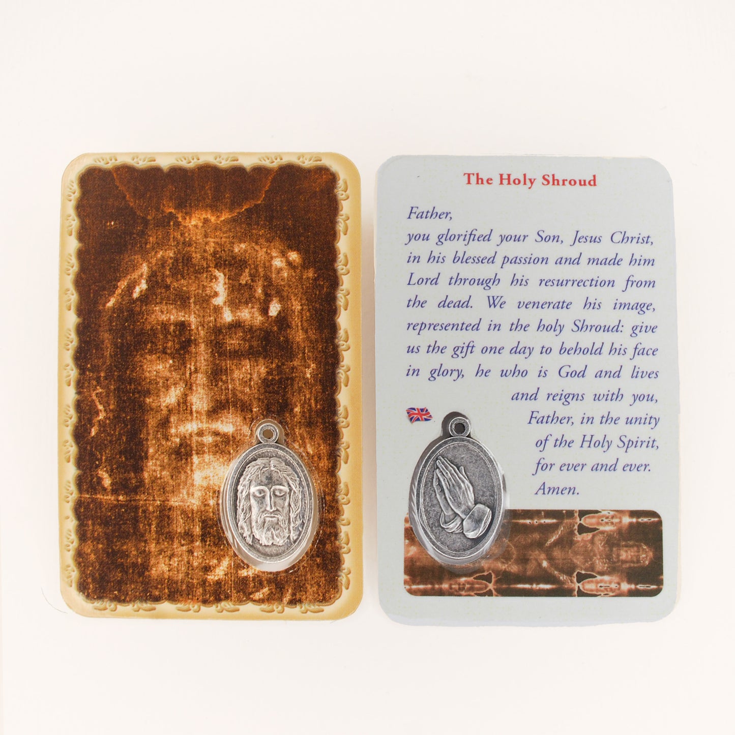 Santo Volto Card with medal and prayer - Available in several languages