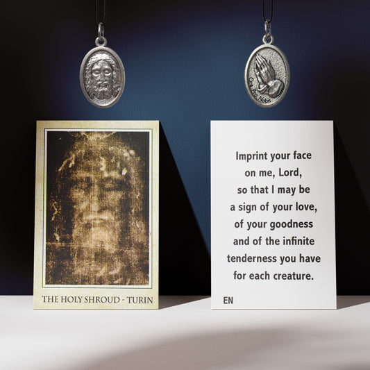 Holy Face Medal with Prayer Card ENG