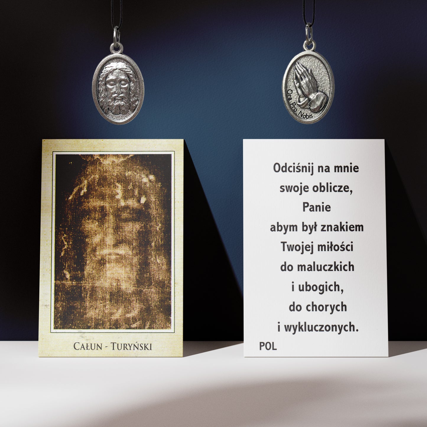 Holy Face Medal with Prayer Card POL