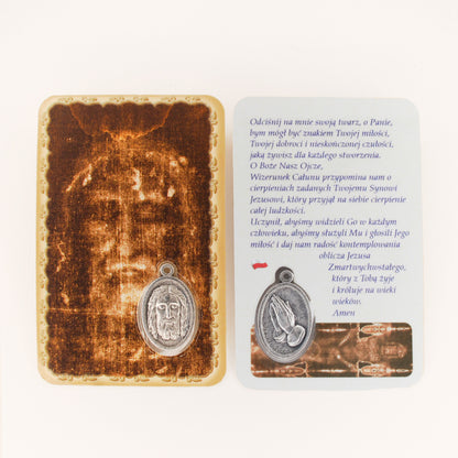 Santo Volto Card with medal and prayer - Available in several languages