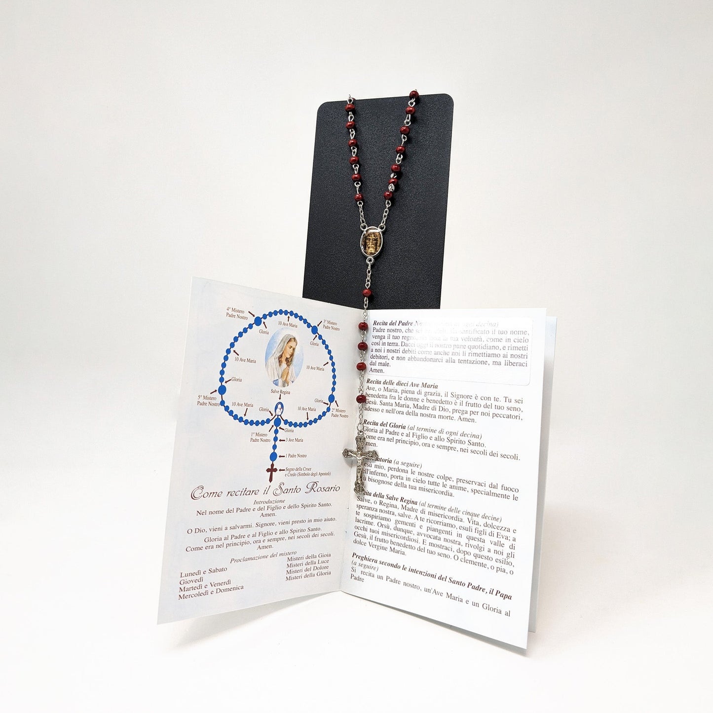 Booklet of the Holy Rosary with rosewood rosary (in different languages)