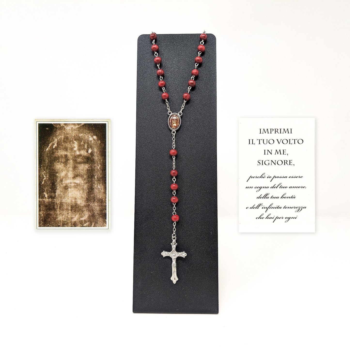 Rosewood rosary with prayer (ITA)