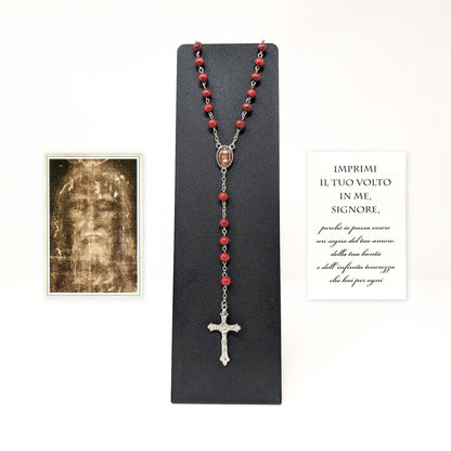 Rosewood rosary with prayer (ITA)